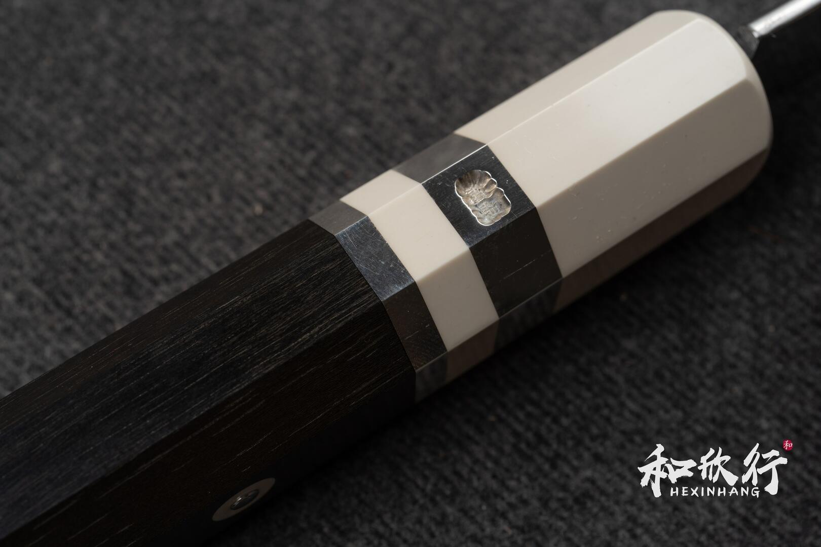 子の日Nenohi 白一鋼富士水本焼総鏡面切付牛刀270mm 可拆式黑檀八角